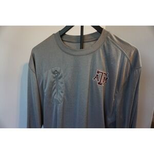 Texas A&M Aggies Mens Gray Long Sleeve Performance Shirt Zipper Pocket Thumbhole